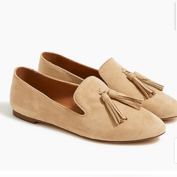 J.Crew Factory Faux-suede loafers with tassels - cream - Picture 1 of 8